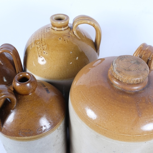 466 - A group of Antique stoneware flagons, largest height 38cm, diameter 25cm (6)