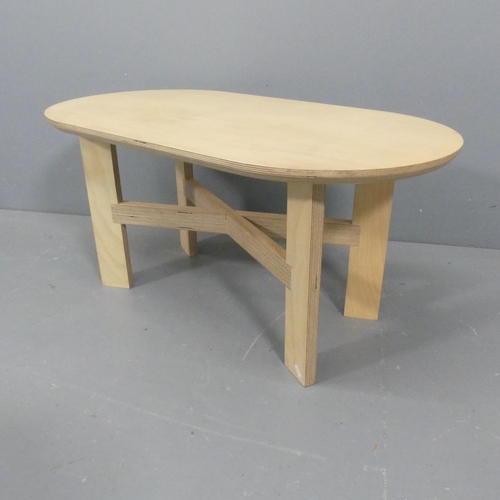 2317 - A modernist design birch plywood coffee table. W85cm, H40cm, D45cm.