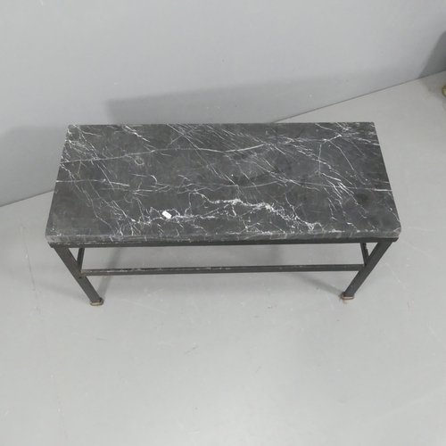 2316 - A contemporary marble topped low side / coffee table on painted metal base. Length 92cm, height 50cm... 