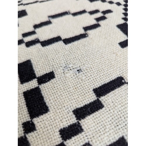 2309 - A Black & White monochrome geometric Welsh blanket, 160 x 220cm