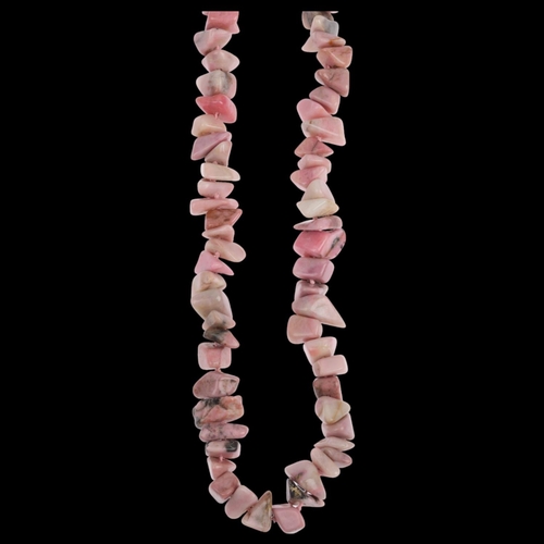 1656 - NIELS ERIK FROM - a Danish modernist oxidised and gilded sterling silver rhodonite bead necklace, 66... 