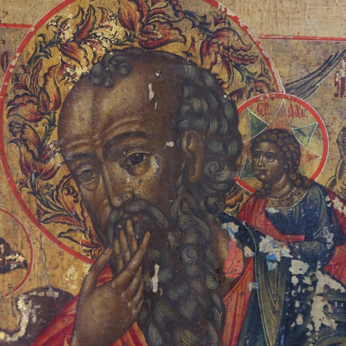 22 - Antique Russian icon, oil on wood panel depicting St John The Evangelist, 50cm x 38cm