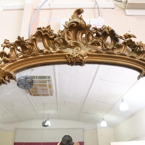 44 - A large 19th century Rococo style gilt-gesso framed pier glass wall mirror, overall height 210cm, wi... 