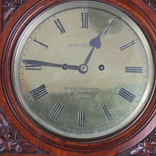 45 - An impressive Victorian Gothic carved walnut-cased wall clock, by John Bennett  of Cheapside London,... 