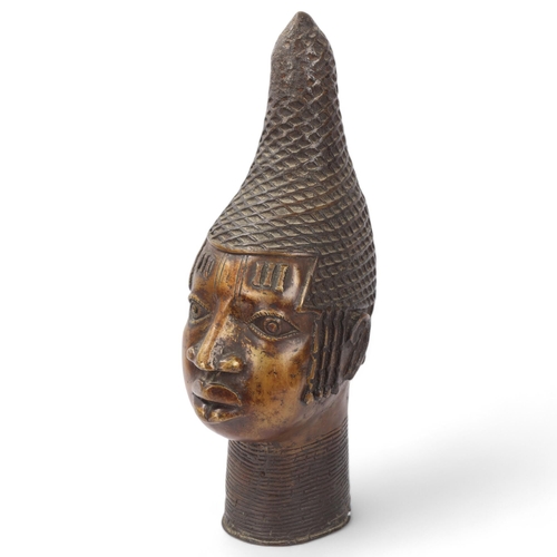 48 - Benin bronze head of a queen, height 43cm