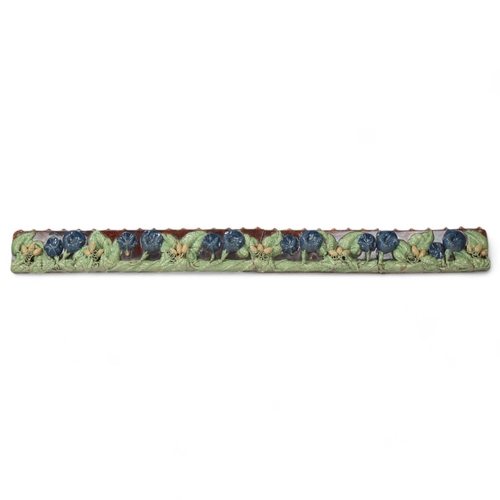 5 - A unique 19th century Rye Pottery frieze, relief moulded 3-dimensional hop bines and flowers, mounte... 