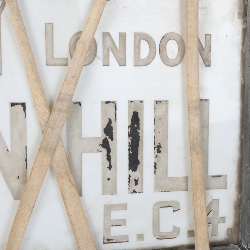 8 - Huggin Hill, City of London EC4 ceramic street sign in original galvanised metal wall-mounted frame,... 