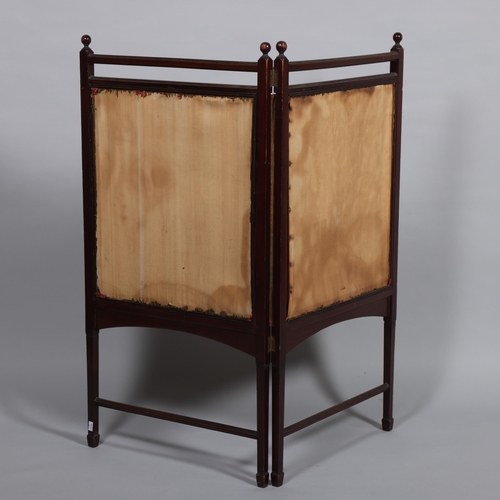 100 - May Morris, a 2-fold walnut framed screen, with original embroidered panel in the Westward Ho! desig... 