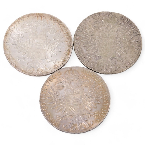 112 - 3 silver Austrian 1780 Theresa Thaler coins