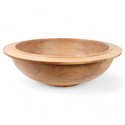 123 - A large spalted turned wood table centre bowl, diameter 63cm, height 18cm