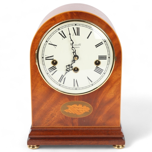 125 - A mahogany-cased dome-top mantle clock, by Comitti of London, 8-day chiming movement, height 28cm