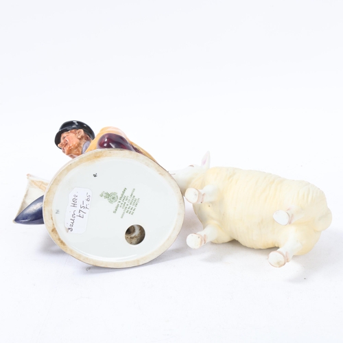 126 - Royal Doulton figure, sailor's holiday, HN2442, and a ceramic sheep (2)