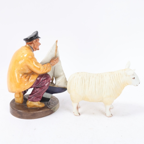 126 - Royal Doulton figure, sailor's holiday, HN2442, and a ceramic sheep (2)