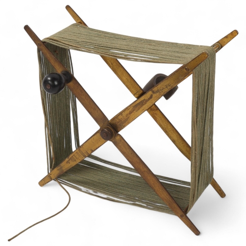 131 - A folding brass portable fly fishing line dryer, possibly by Farlow of London, late 19th/early 20th ... 