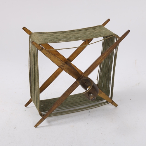 131 - A folding brass portable fly fishing line dryer, possibly by Farlow of London, late 19th/early 20th ... 