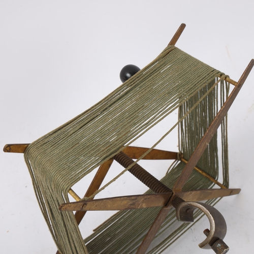 131 - A folding brass portable fly fishing line dryer, possibly by Farlow of London, late 19th/early 20th ... 