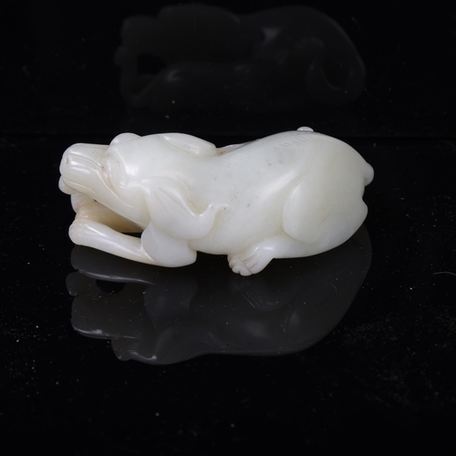 148 - A Chinese relief carved jade buffalo and calf, Qing Dynasty, length 7cm