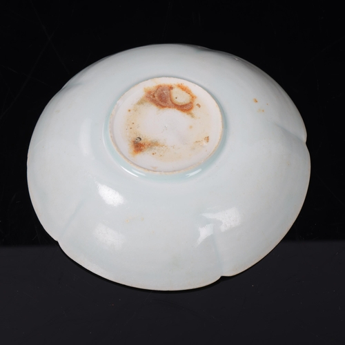 86 - Chinese Northern Song Dynasty (960 - 1127), thinly potted Qingbai glazed porcelain lobed dish, with ... 