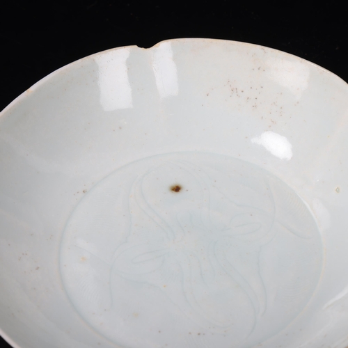 86 - Chinese Northern Song Dynasty (960 - 1127), thinly potted Qingbai glazed porcelain lobed dish, with ... 