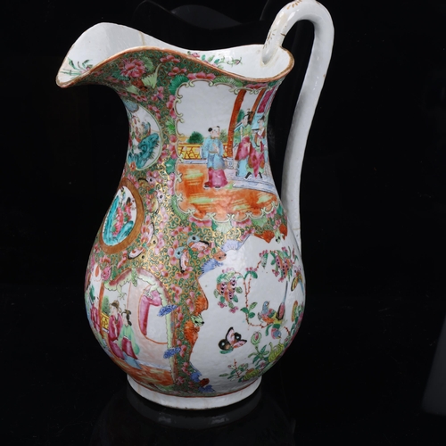 90 - 19th century Chinese famille rose porcelain water jug, with gilded and enamelled decoration, height ... 