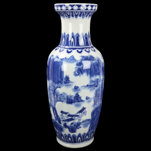 92 - Large Chinese blue and white porcelain baluster vase, height 60cm