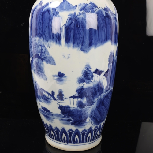 92 - Large Chinese blue and white porcelain baluster vase, height 60cm