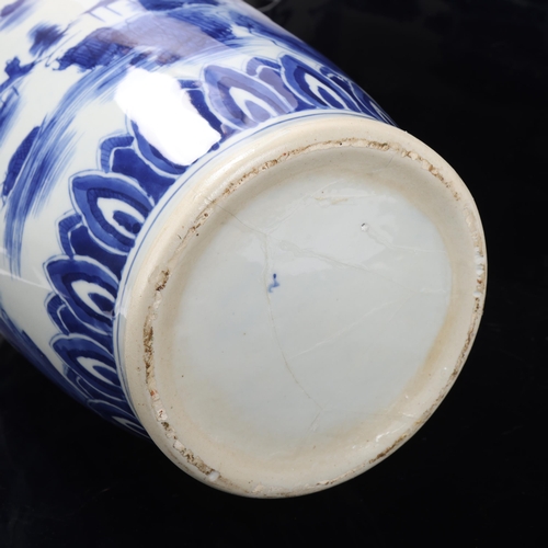 92 - Large Chinese blue and white porcelain baluster vase, height 60cm