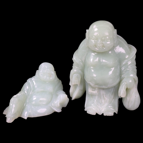 178 - Two 20th century jadeite Buddha carvings, tallest 14.5cm