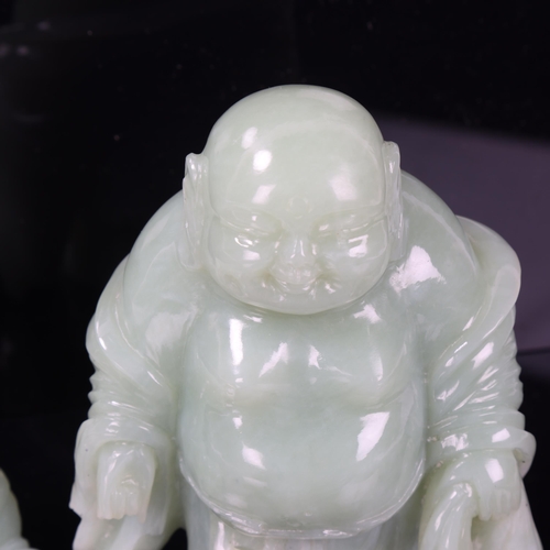 178 - Two 20th century jadeite Buddha carvings, tallest 14.5cm