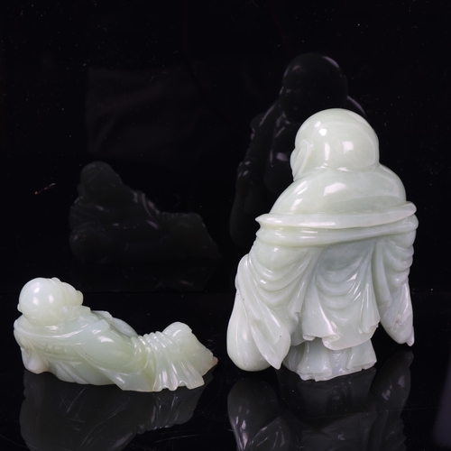 178 - Two 20th century jadeite Buddha carvings, tallest 14.5cm