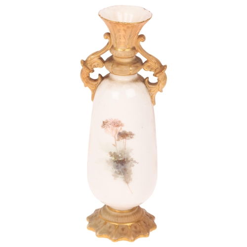 182 - A Royal Worcester Chinaworks vase, hand painted by James Stinton with pheasant front and trees to re... 