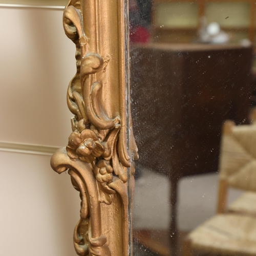 44 - A large 19th century Rococo style gilt-gesso framed pier glass wall mirror, overall height 210cm, wi... 