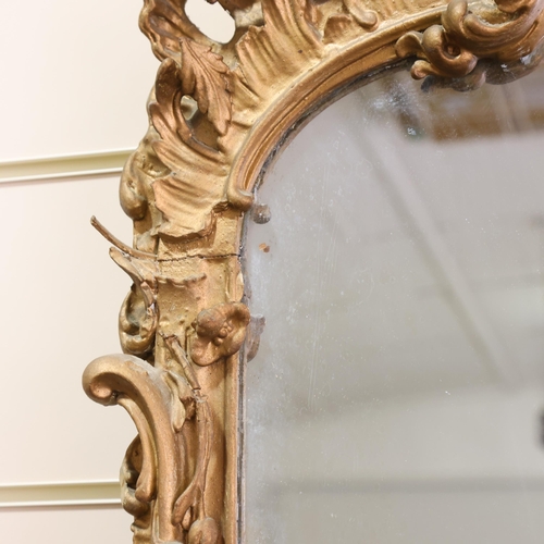 44 - A large 19th century Rococo style gilt-gesso framed pier glass wall mirror, overall height 210cm, wi... 