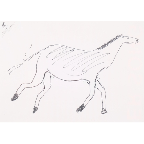 404 - Kenneth Armitage (British 1916-2002), running horse, ink drawing, with artist's label dated 1997, 20... 