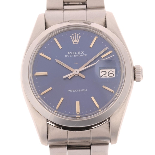 1000 - ROLEX - a stainless steel Oysterdate Precision mechanical calendar bracelet watch, ref. 6694, circa ... 