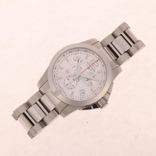 1006 - LONGINES - a stainless steel Conquest quartz chronograph calendar bracelet watch, ref. L3.700.4, cir... 