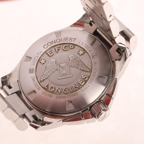 1006 - LONGINES - a stainless steel Conquest quartz chronograph calendar bracelet watch, ref. L3.700.4, cir... 