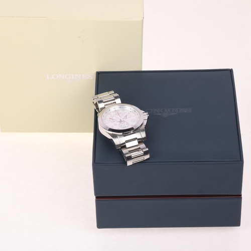 1006 - LONGINES - a stainless steel Conquest quartz chronograph calendar bracelet watch, ref. L3.700.4, cir... 