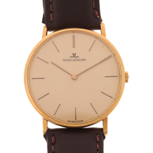 1008 - JAEGER LECOULTRE - a Vintage 18ct gold mechanical wristwatch, ref. 9226.21, circa 1980s, brushed cha... 