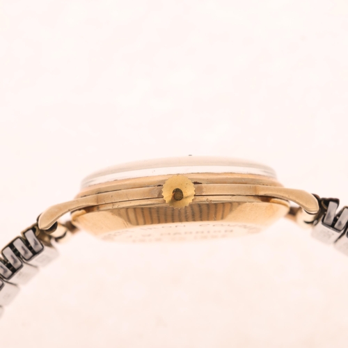 1012 - TUDOR - a Vintage 9ct gold mechanical bracelet watch, ref. 12856, circa 1950s, silvered honeycomb di... 