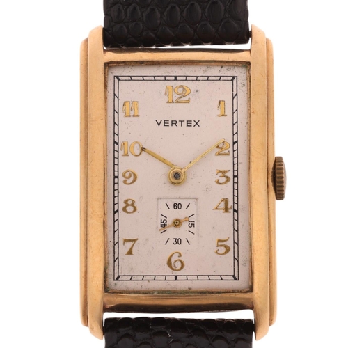 1017 - VERTEX - an Art Deco 9ct gold mechanical wristwatch, ref. 18347, circa 1930s, silvered dial with gil... 