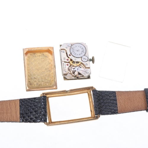 1017 - VERTEX - an Art Deco 9ct gold mechanical wristwatch, ref. 18347, circa 1930s, silvered dial with gil... 