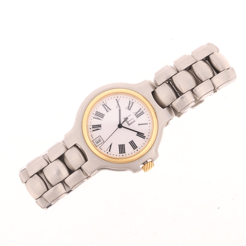 1018 - DUNHILL - a bi-metal Londinium quartz calendar bracelet watch, white dial with Roman numeral hour ma... 