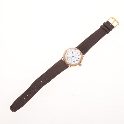 1019 - WALTHAM - an Antique 9ct rose gold Officer's style Borgel mechanical wristwatch, circa 1920s, white ... 