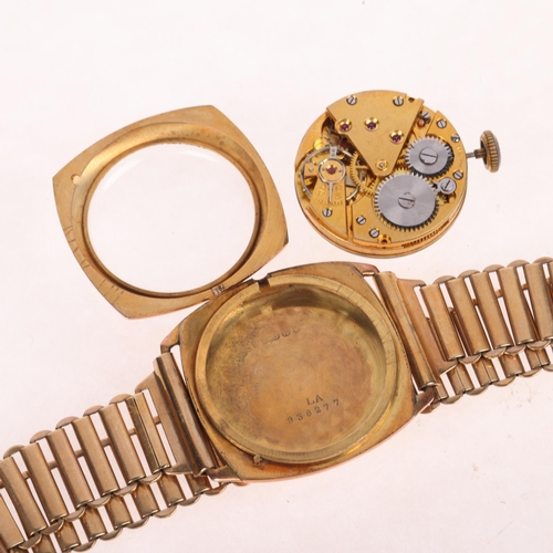 1020 - A Second World War Period 9ct rose gold cushion-cased mechanical bracelet watch, circa 1940s, silver... 