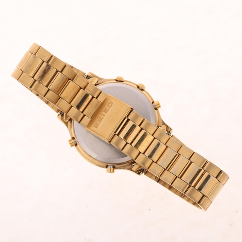 1026 - SEIKO - a gold plated stainless steel quartz chronograph calendar bracelet watch, ref. 7T32-6A5A, ch... 