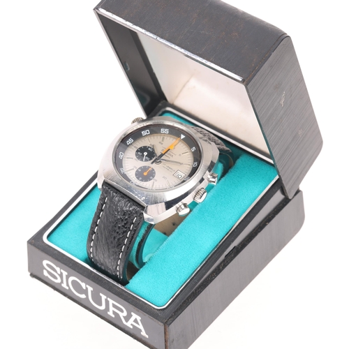 1033 - SICURA (PRE BREITLING) - a Vintage stainless steel automatic chronograph calendar wristwatch, ref. 9... 