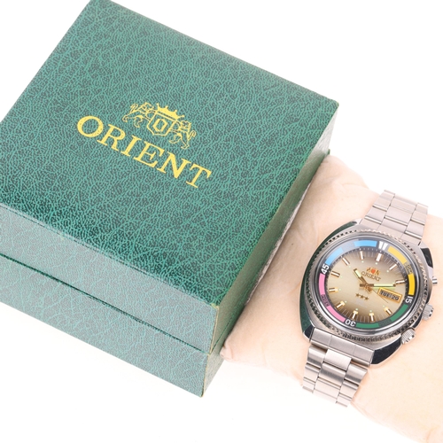 1035 - ORIENT - a Vintage stainless steel SK (Sea King) automatic diver's calendar bracelet watch, ref. 469... 