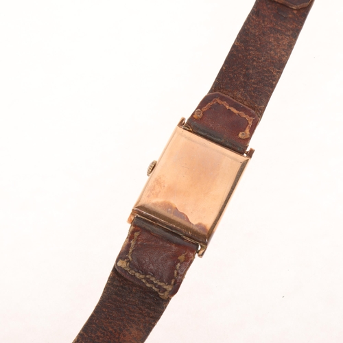 1038 - BUREN - an Art Deco 9ct rose gold mechanical wristwatch, circa 1920s, engine turned silvered dial wi... 