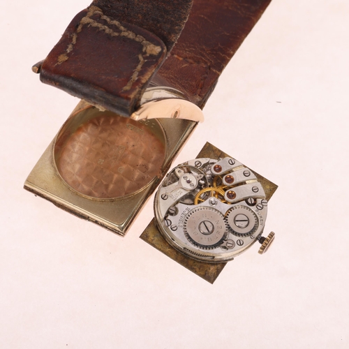 1038 - BUREN - an Art Deco 9ct rose gold mechanical wristwatch, circa 1920s, engine turned silvered dial wi... 